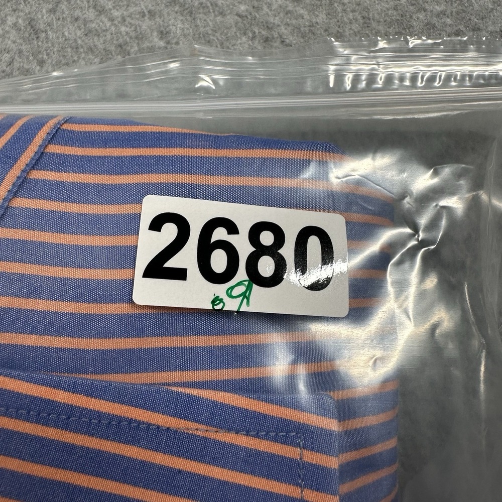 Brooks Brothers Blue Orange Stripe Dress Shirt 16.5 35 (L) USA Cotton - Picture 6 of 6